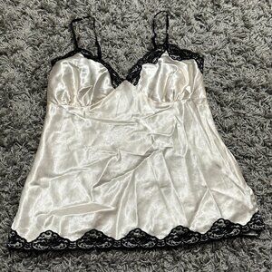 Vintage Aqua Blue Y2K Lace Satin cami Size M